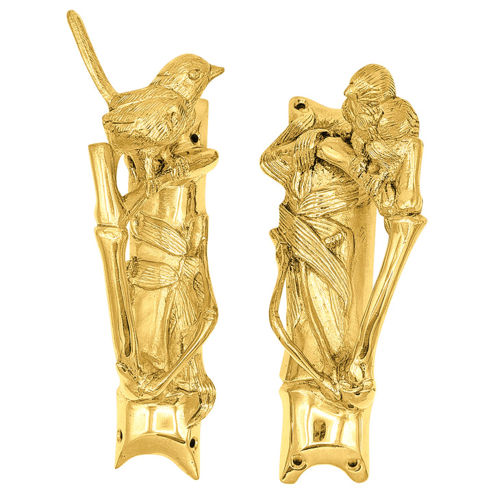 Solid Brass Bamboo and Wren Bird Pulls