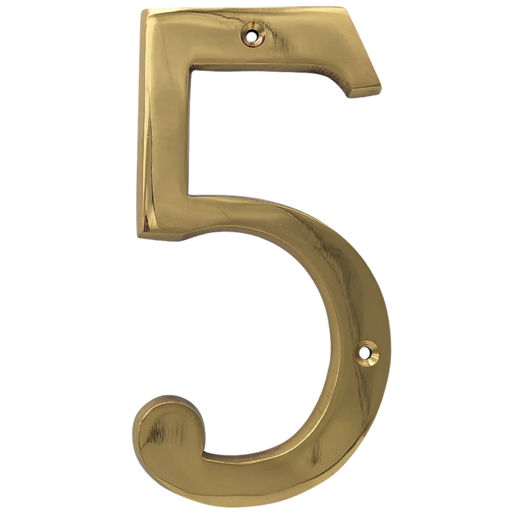 COPPER MOUNTAIN HARDWARE Solid Brass 6 Inch Tall Number 5