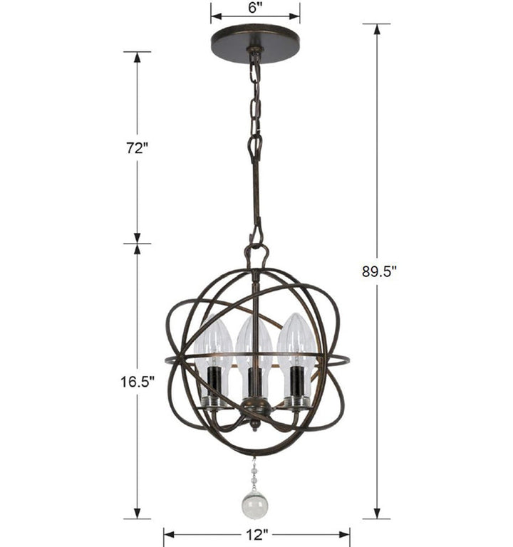 Crystorama Crystorama Solaris 3 Light English Bronze Sphere Outdoor Pendant
