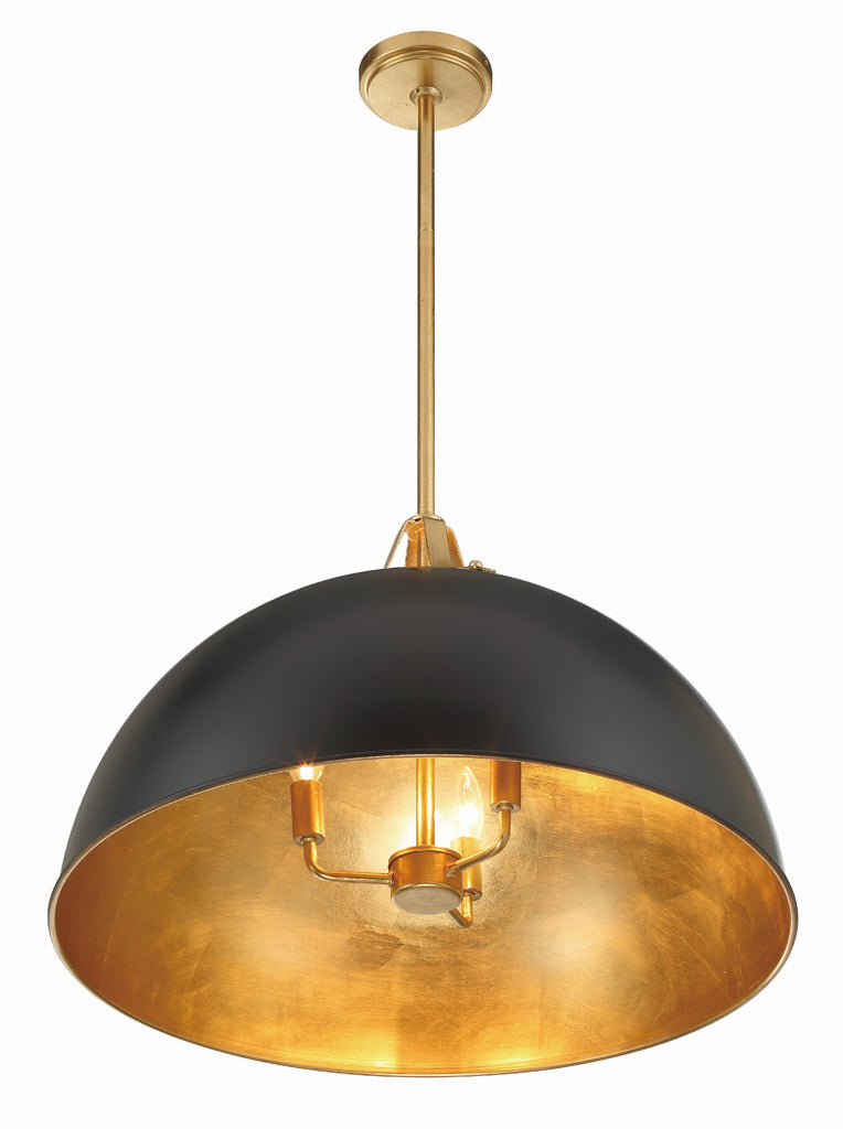 Crystorama Crystorama Soto 3 Light Matte Black + Antique Gold Chandelier