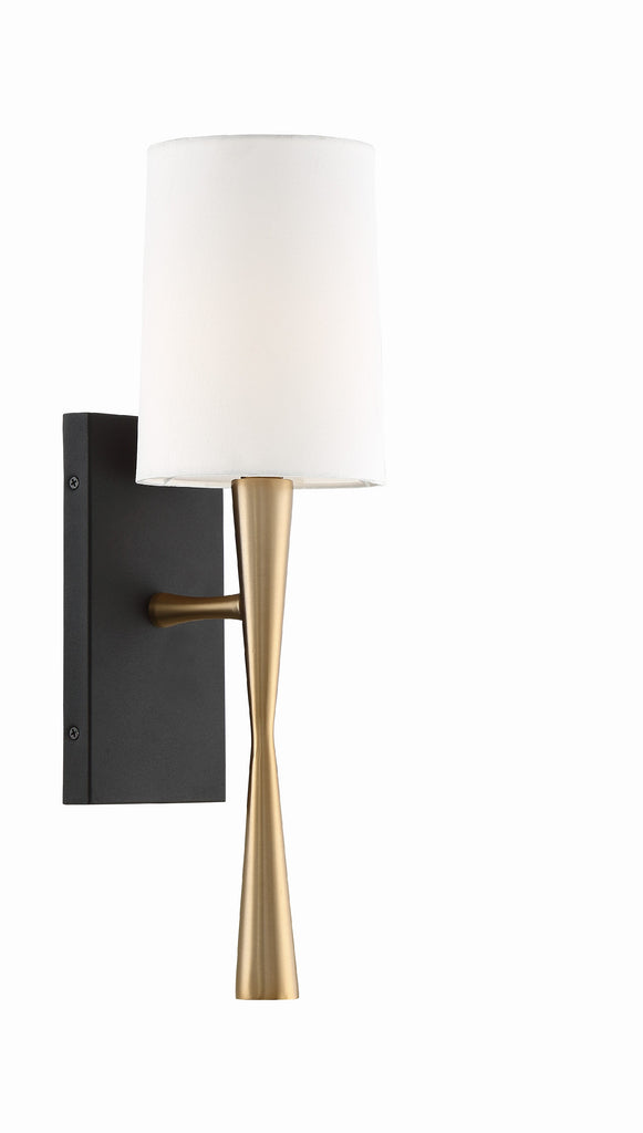 Crystorama Crystorama Trenton 1 Light Aged Brass + Black Forged Sconce