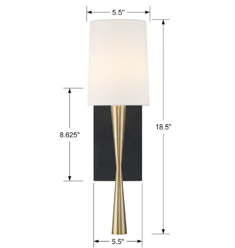 Crystorama Crystorama Trenton 1 Light Aged Brass + Black Forged Sconce