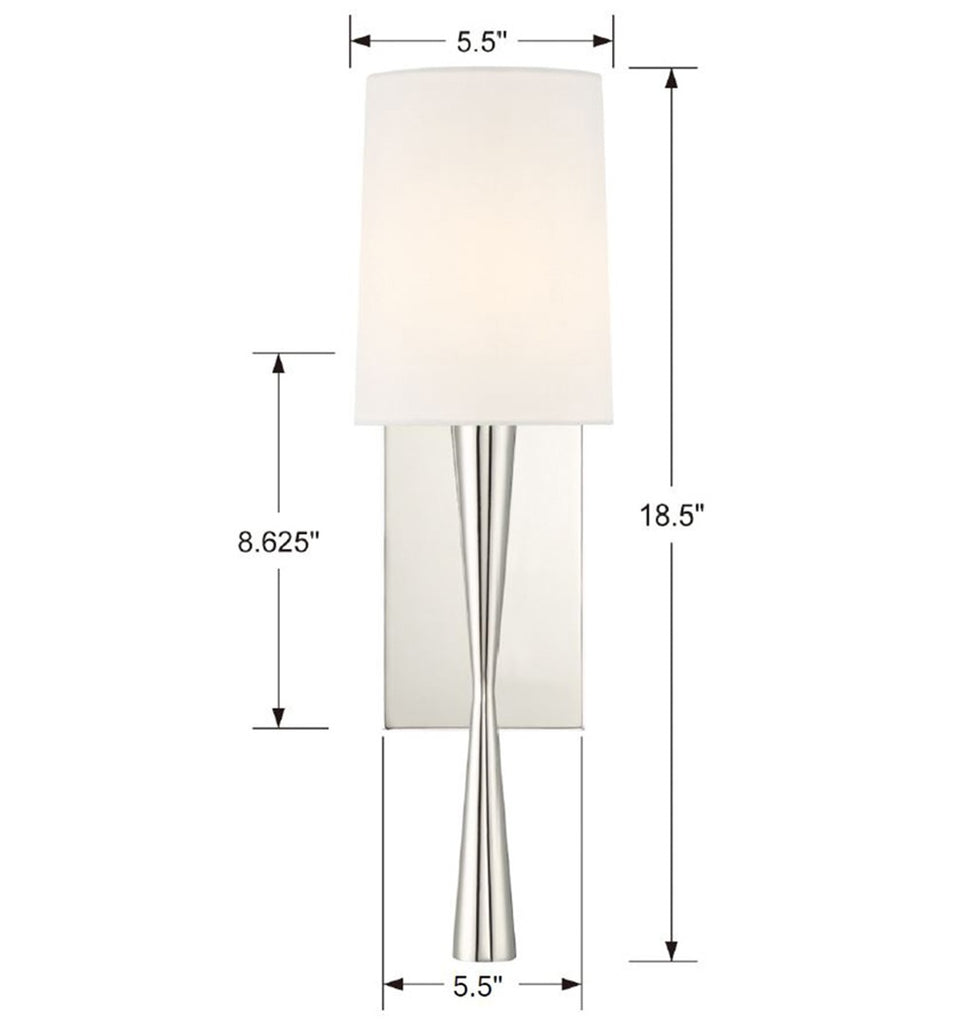 Crystorama Crystorama Trenton 1 Light Polished Nickel Sconce