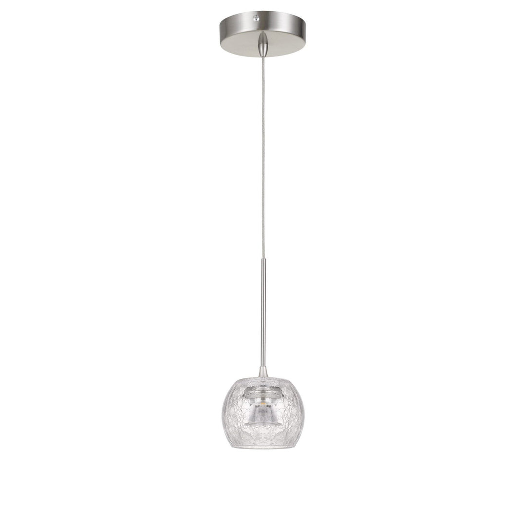 ITHACA 3000K, 8W, 700 LUMEN, 90 CRI DIMMABLE LED GLASS MINI PENDANT WITH CLEAR CRACKLE GLASS Pendant Cal Lighting