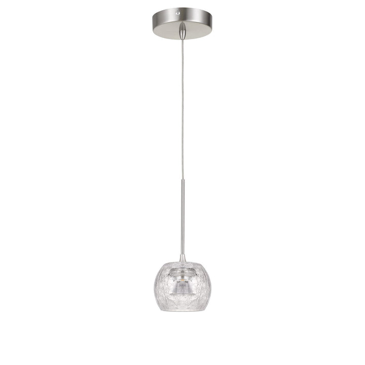 ITHACA 3000K, 8W, 700 LUMEN, 90 CRI DIMMABLE LED GLASS MINI PENDANT WITH CLEAR CRACKLE GLASS Pendant Cal Lighting
