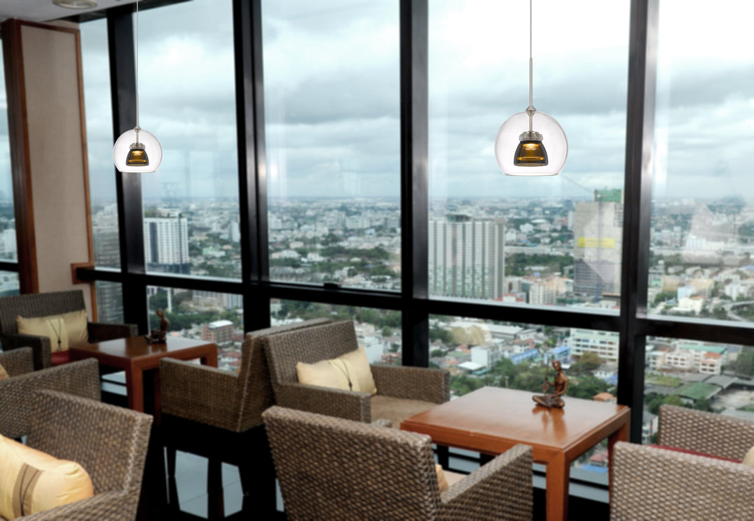 INTEGRATED DIMMABLE LED GLASS MINI PENDANT LIGHT. 6W, 450 LUMEN, 3000K Pendant Cal Lighting