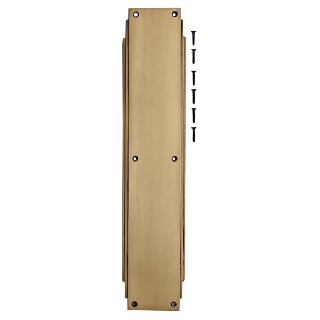 14 Inch Solid Brass Art Deco Skyscraper Push Plate