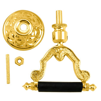 2 3/4 Inch Solid Brass and Ebony Wood Temple Drop Pull