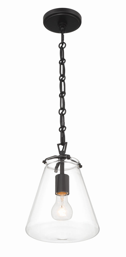 Voss 1 Light Matte Black Mini Pendant Pendant Crystorama