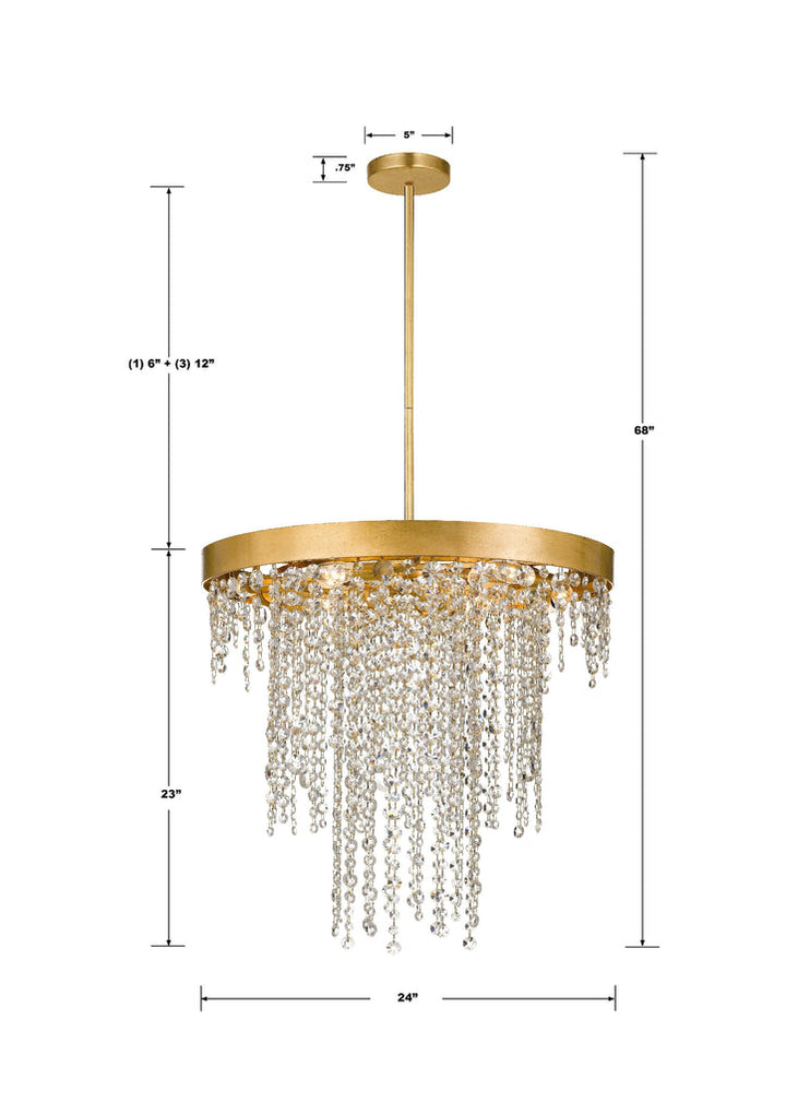Crystorama Crystorama Winham 6 Light Antique Gold Crystal Chandelier