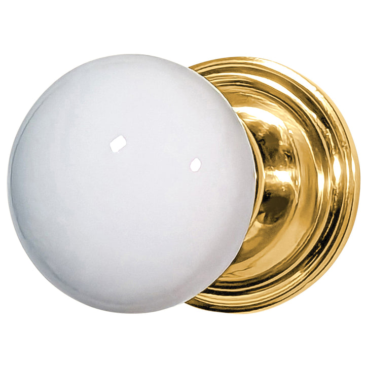 Traditional Rosette Door Set with White Porcelain Door Knobs (Several Finishes Available)