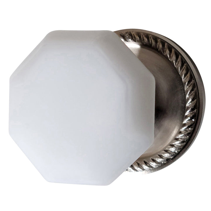Georgian Roped Rosette with Octagon Milk Glass Door Knobs (Several Finishes Available) COPPER MOUNTAIN HARDWARE
