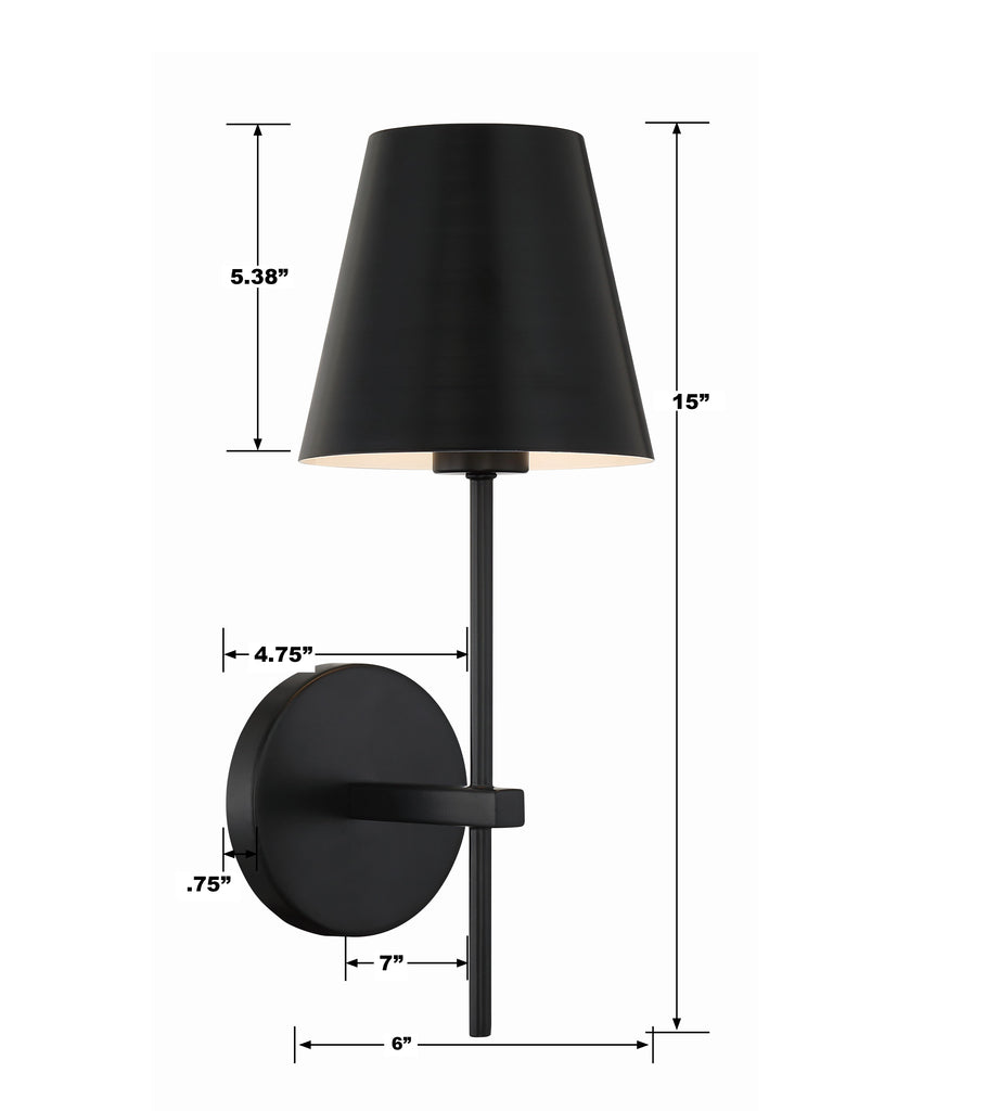 Crystorama Crystorama Xavier 1 Light Matte Black Sconce