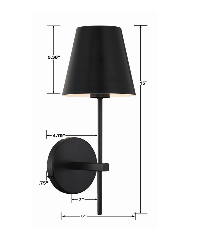 Crystorama Crystorama Xavier 1 Light Matte Black Sconce