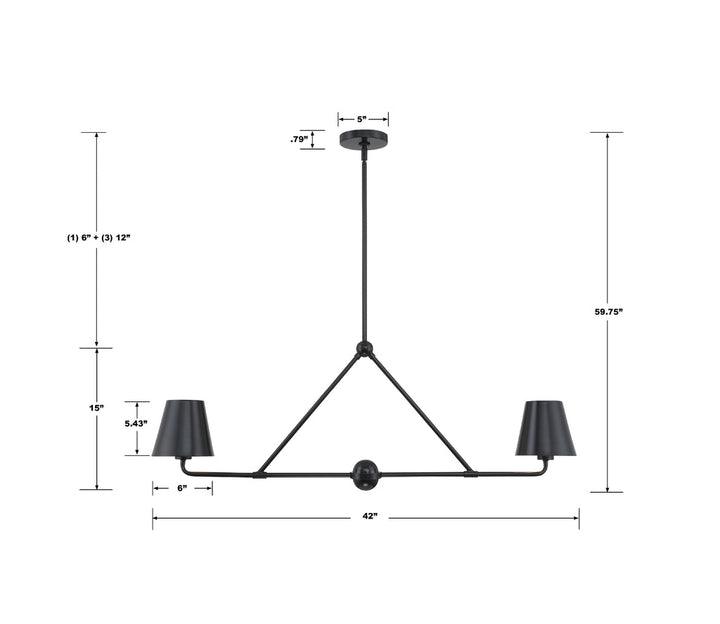 Crystorama Crystorama Xavier 2 Light Matte Black Chandelier
