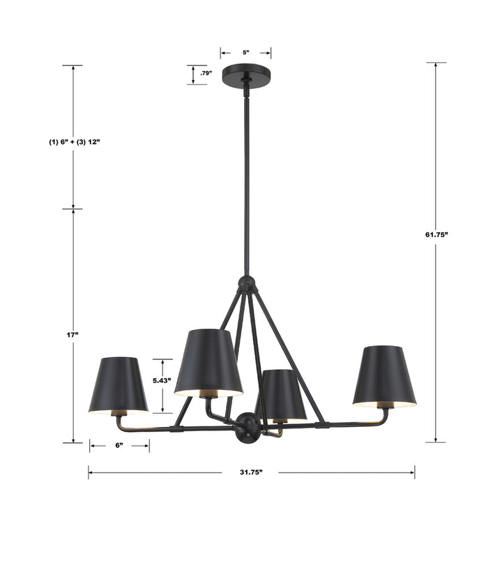 Crystorama Crystorama Xavier 4 Light Matte Black Chandelier
