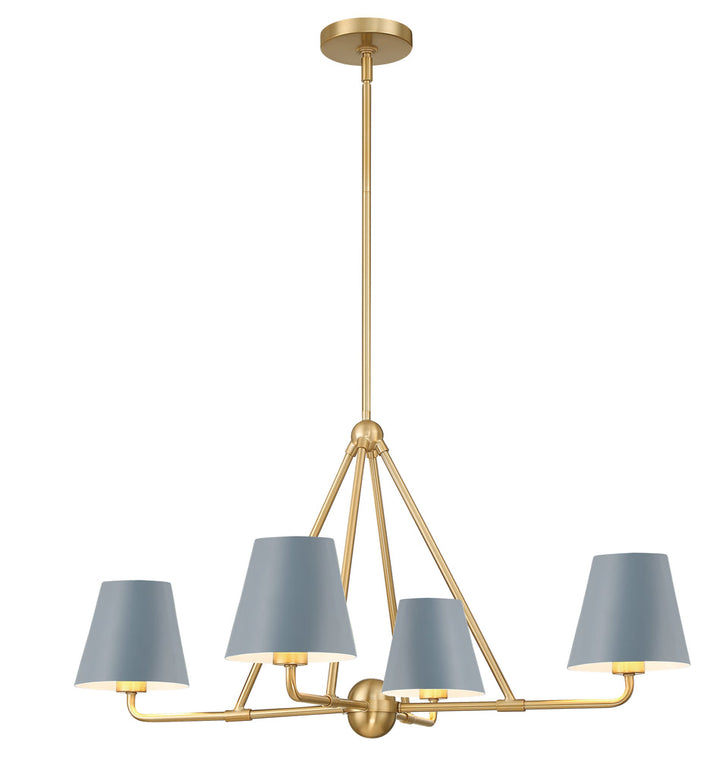 Crystorama Crystorama Xavier 4 Light Vibrant Gold + Blue Chandelier