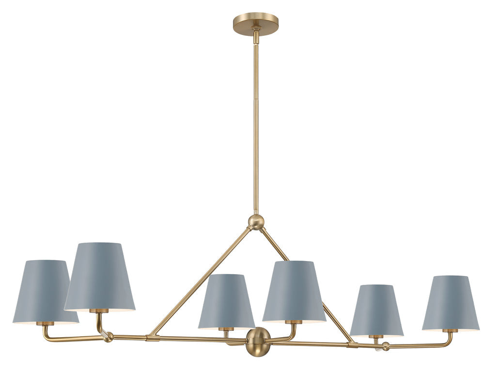 Crystorama Crystorama Xavier 6 Light Vibrant Gold + Blue Chandelier