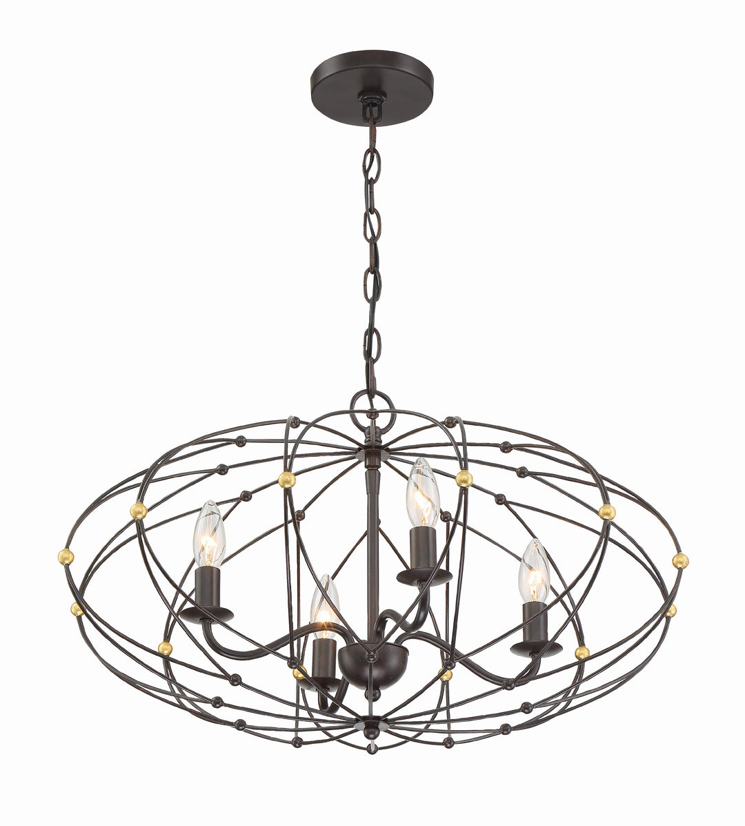 Crystorama Crystorama Zucca 4 Light English Bronze + Antique Gold Chandelier
