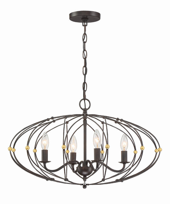 Crystorama Crystorama Zucca 4 Light English Bronze + Antique Gold Chandelier