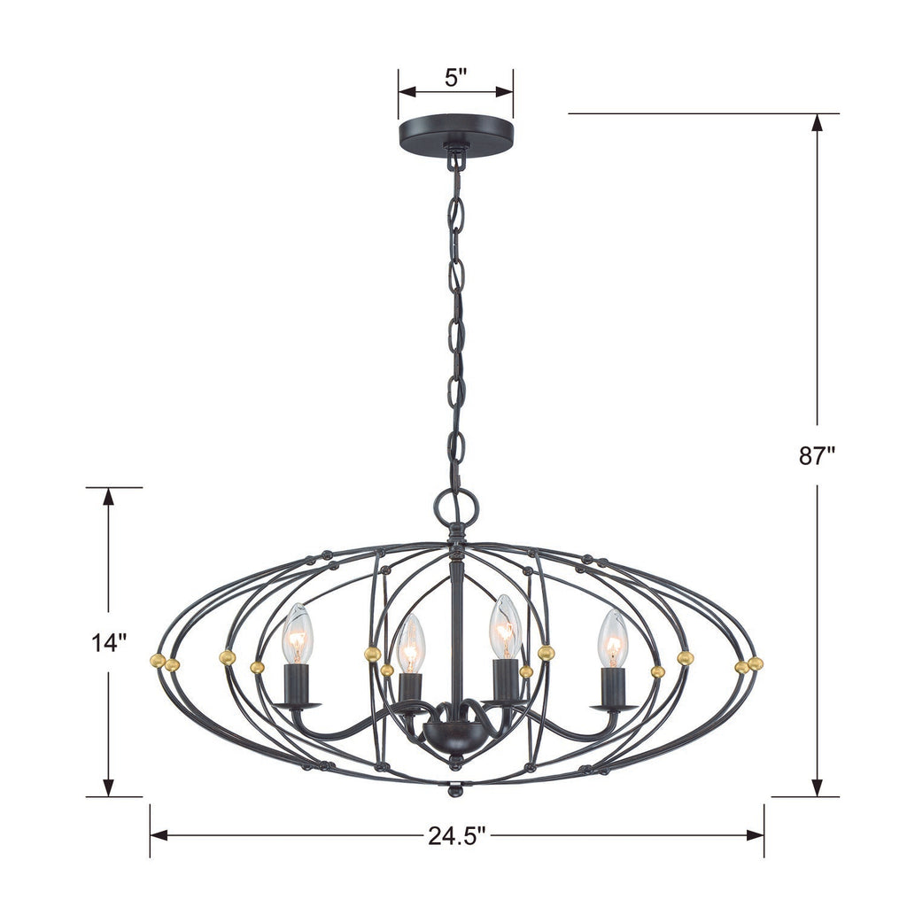 Crystorama Crystorama Zucca 4 Light English Bronze + Antique Gold Chandelier