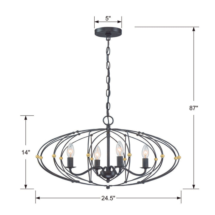 Crystorama Crystorama Zucca 4 Light English Bronze + Antique Gold Chandelier