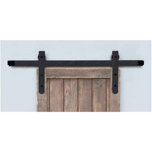 Barn Door Track System in Rough Iron Rounded Ends (Matte Black Finish) ACORN MANUFACTURING