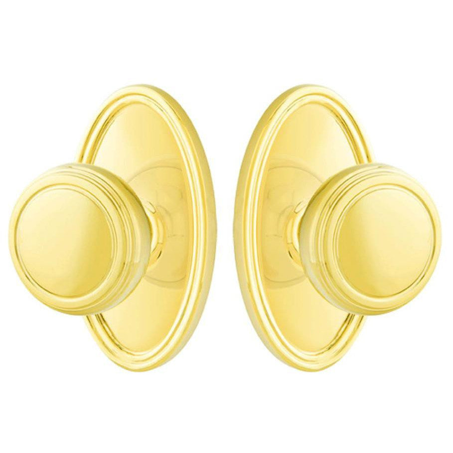 Solid Brass Norwich Door Knob Set With Oval Rosette (Several Finish Options) EMTEK