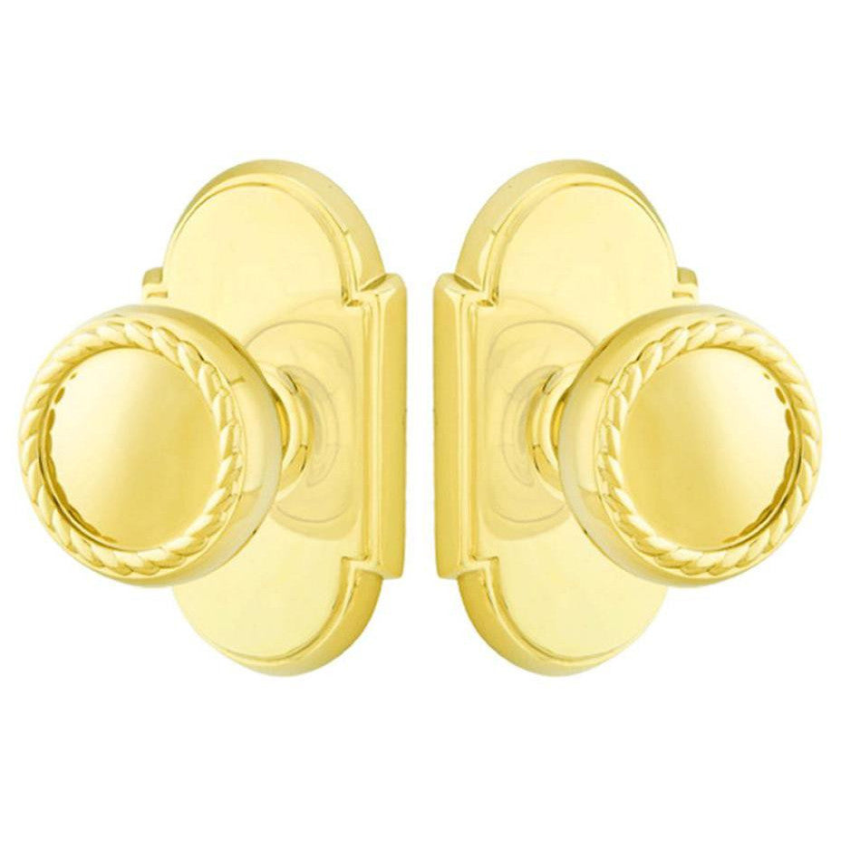 Solid Brass Rope Door Knob Set With # 8 Rosette (Several Finish Options) EMTEK