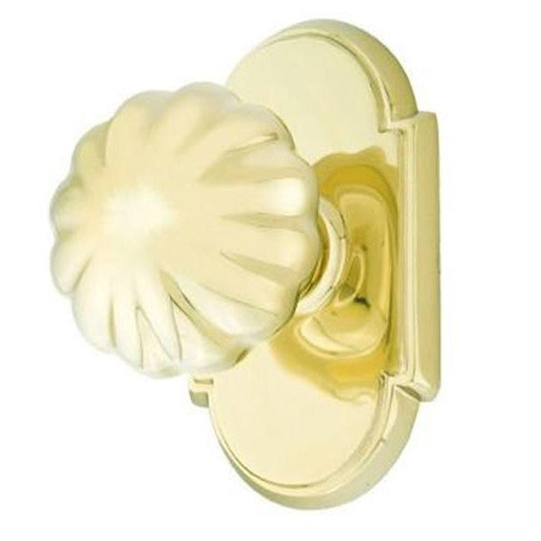 Emtek Solid Brass Melon Door Knob Set With # 8 Rosette (Several Finish Options) EMTEK