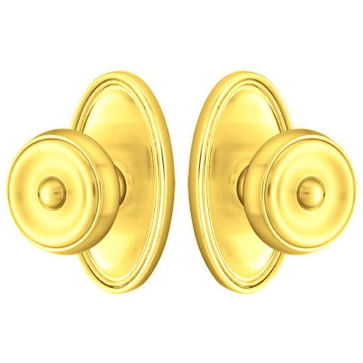 Solid Brass Waverly Door Knob Set With Oval Rosette (Several Finish Options) EMTEK