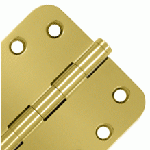 4 Inch X 4 Inch Solid Brass Hinge (5/8 Radius Corner, PVD Polished Brass Finish) DELTANA