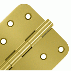 4 Inch X 4 Inch Solid Brass Zig-Zag Hinge (5/8 Radius Corner, PVD Polished Brass Finish) DELTANA