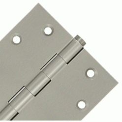 4 1/2 Inch X 4 1/2 Inch Solid Brass Square Hinge Interchangeable Finials (Brushed Nickel Finish) DELTANA
