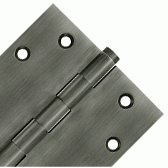 4 1/2 Inch X 4 1/2 Inch Solid Brass Square Hinge Interchangeable Finials (Antique Nickel Finish) DELTANA