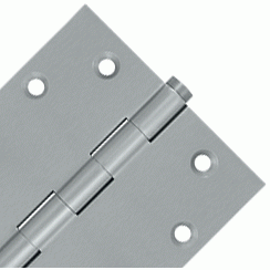 4 1/2 Inch X 4 1/2 Inch Solid Brass Square Hinge Interchangeable Finials (Brushed Chrome Finish) DELTANA