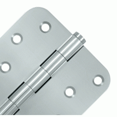 4 Inch X 4 Inch Solid Brass Zig-Zag Hinge (5/8 Radius Corner, Chrome Finish) DELTANA