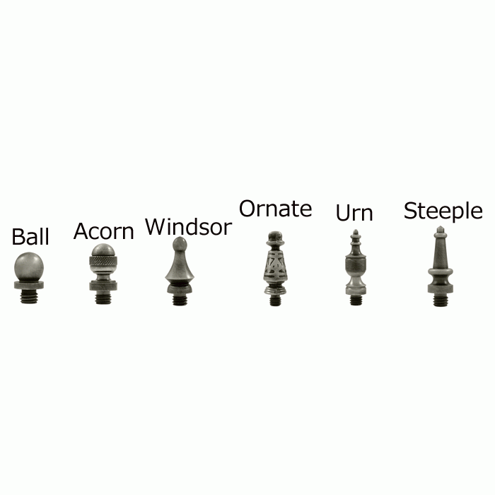 3 X 3 Inch Solid Brass Hinge Interchangeable Finials (Square Corner, Antique Nickel Finish) DELTANA