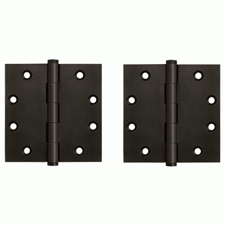 4 1/2 Inch X 4 1/2 Inch Solid Brass Square Hinge Interchangeable Finials (Oil Rubbed Bronze Finish) DELTANA
