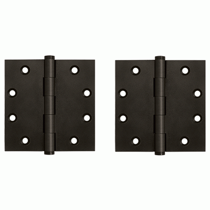 4 1/2 Inch X 4 1/2 Inch Solid Brass Square Hinge Interchangeable Finials (Oil Rubbed Bronze Finish) DELTANA