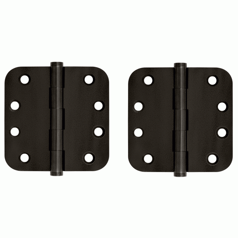 4 Inch X 4 Inch Solid Brass Hinge (5/8 Radius Corner, Oil Rubbed Bronze Finish) DELTANA