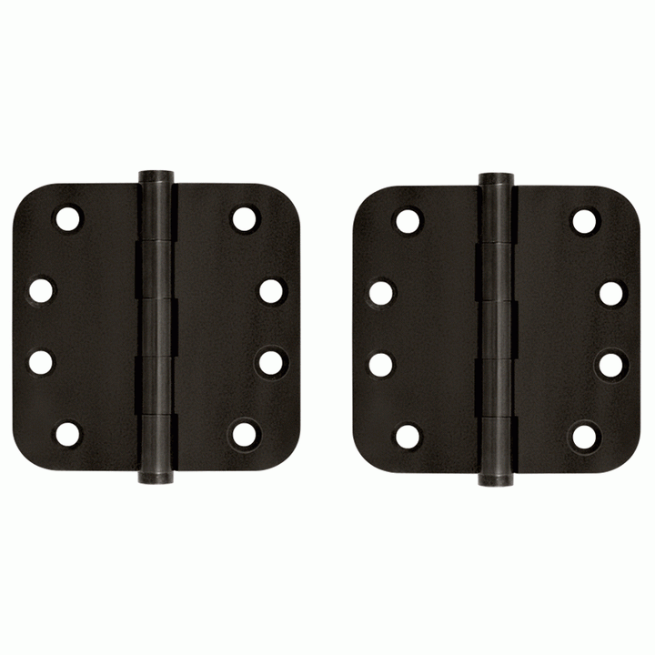 4 Inch X 4 Inch Solid Brass Hinge (5/8 Radius Corner, Oil Rubbed Bronze Finish) DELTANA