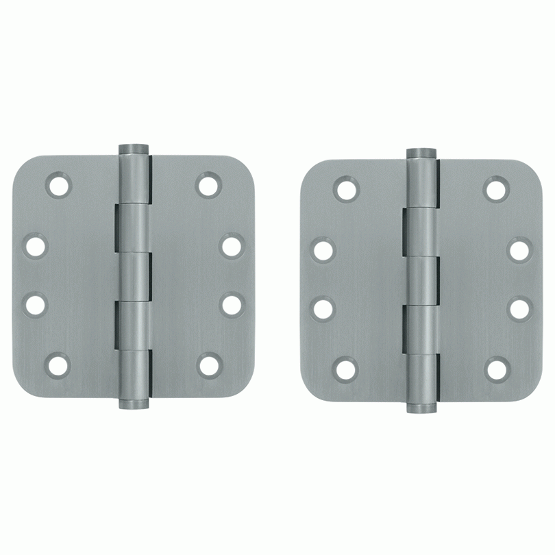 4 Inch X 4 Inch Solid Brass Hinge (5/8 Radius Corner, Brushed Chrome Finish) DELTANA