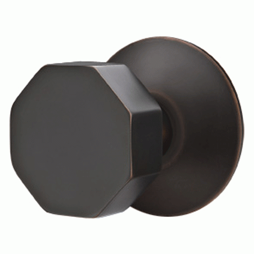 Solid Brass Octagon Door Knob Set With Modern Rosette (Several Finish Options) EMTEK