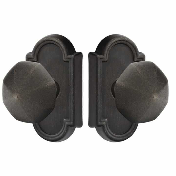 Solid Brass Lost Wax Octagon Door Knob Set With Beveled Arched Rosette (Several Finish Options) EMTEK