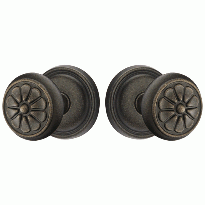 Solid Brass Lost Wax Petal Door Knob Set With Round Rosette (Several Finish Options) EMTEK