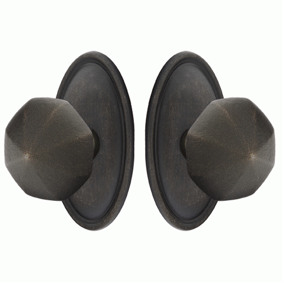 Solid Brass Lost Wax Octagon Door Knob Set With Oval Rosette (Several Finish Options) EMTEK