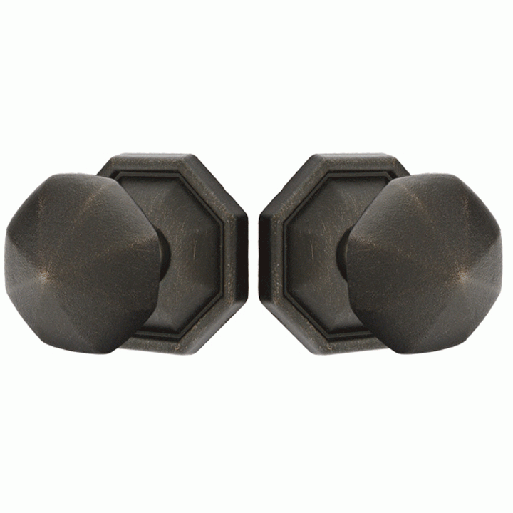 EMTEK Emtek Solid Brass Lost Wax Octagon Door Knob Set With Octagon Rosette