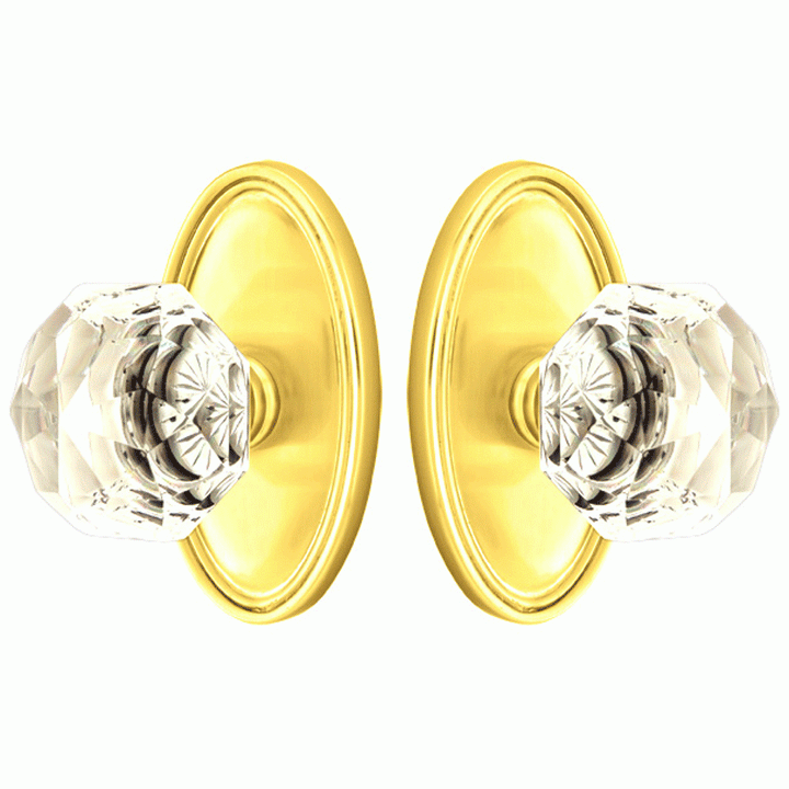 Diamond Crystal Door Knob Set With Oval Rosette (Several Finish Options) EMTEK