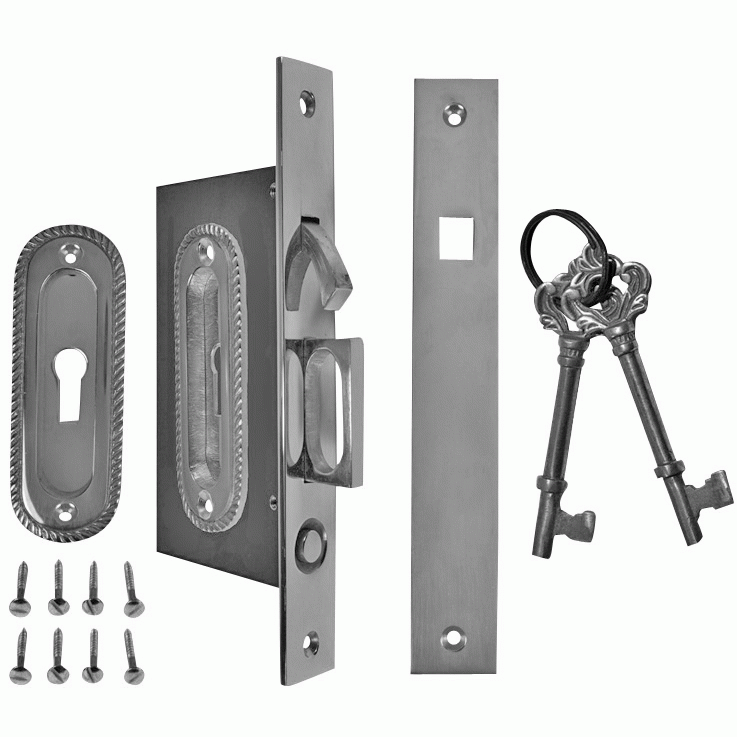 Georgian Oval Pattern Pocket Privacy (Lock) Style Door Set